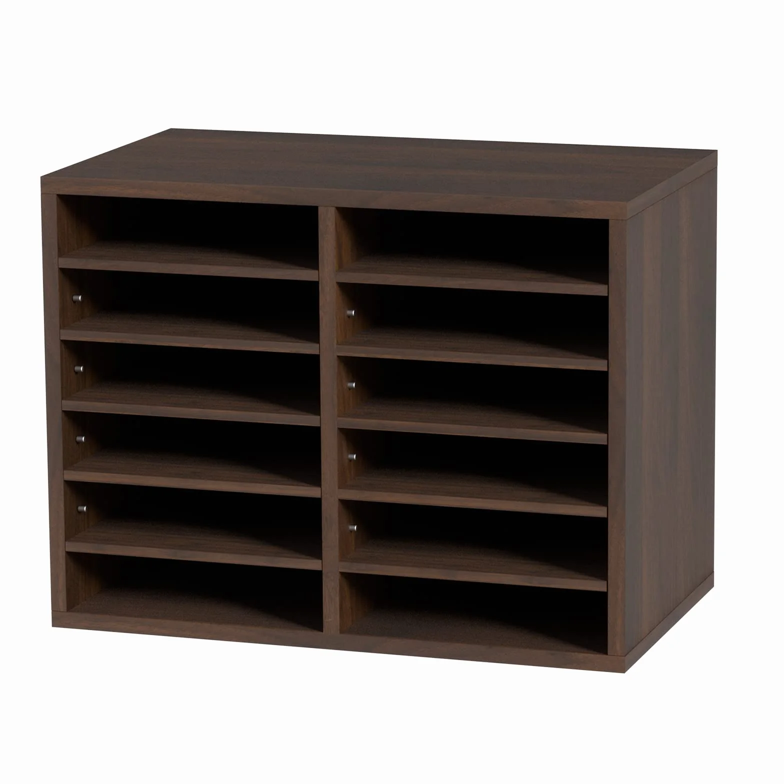 VEVOR Drewniany organizer na biurko 52 x 30,5 x 41 cm 12-komorowy sorter na dokumenty kosz pocztowy płyta wiórowa wyjmowana półka na dokumenty do przechowywania plików czasopism szkolnych brązowy