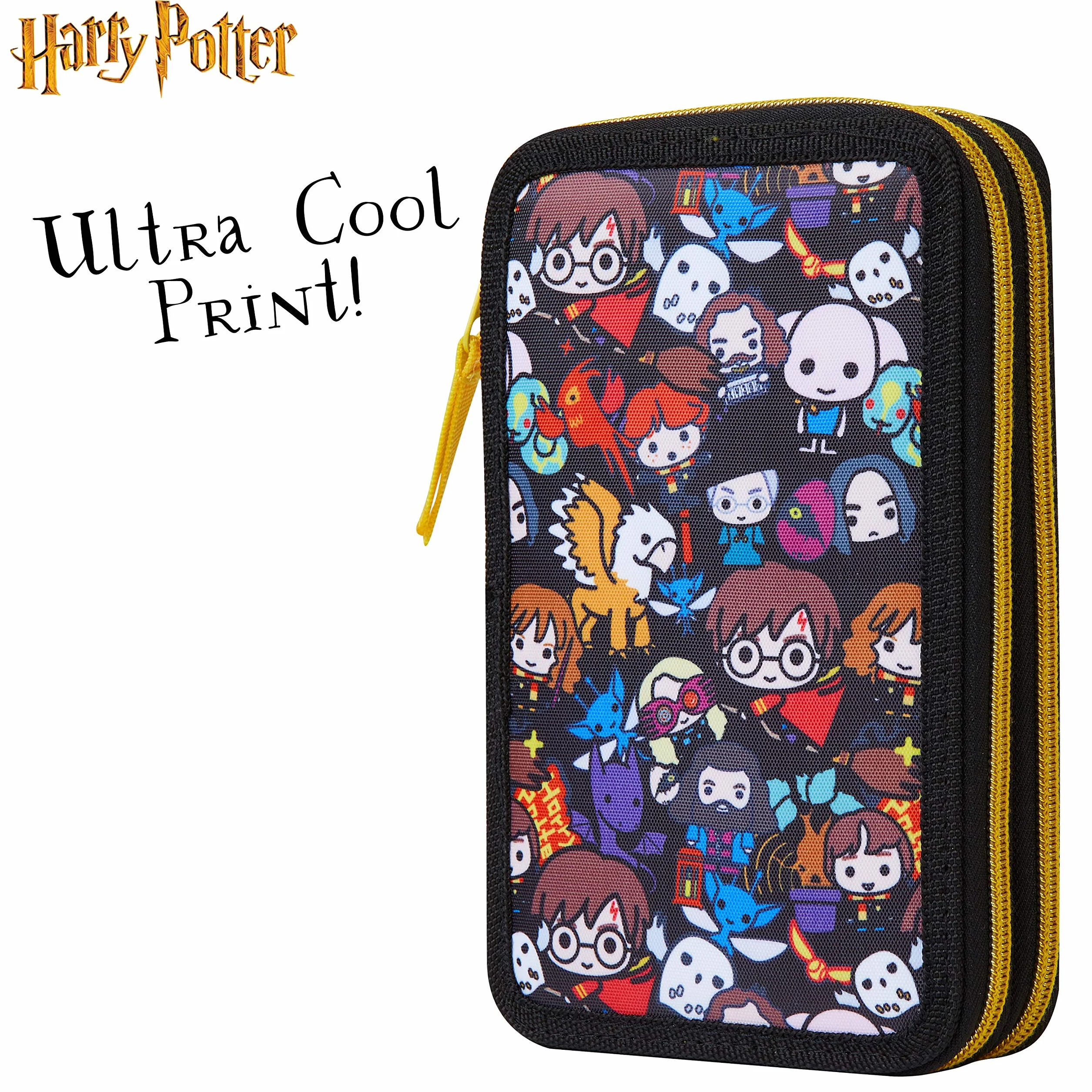 Harry Potter Piórnik dziecięcy z przegródką, Czarny aop, One Size