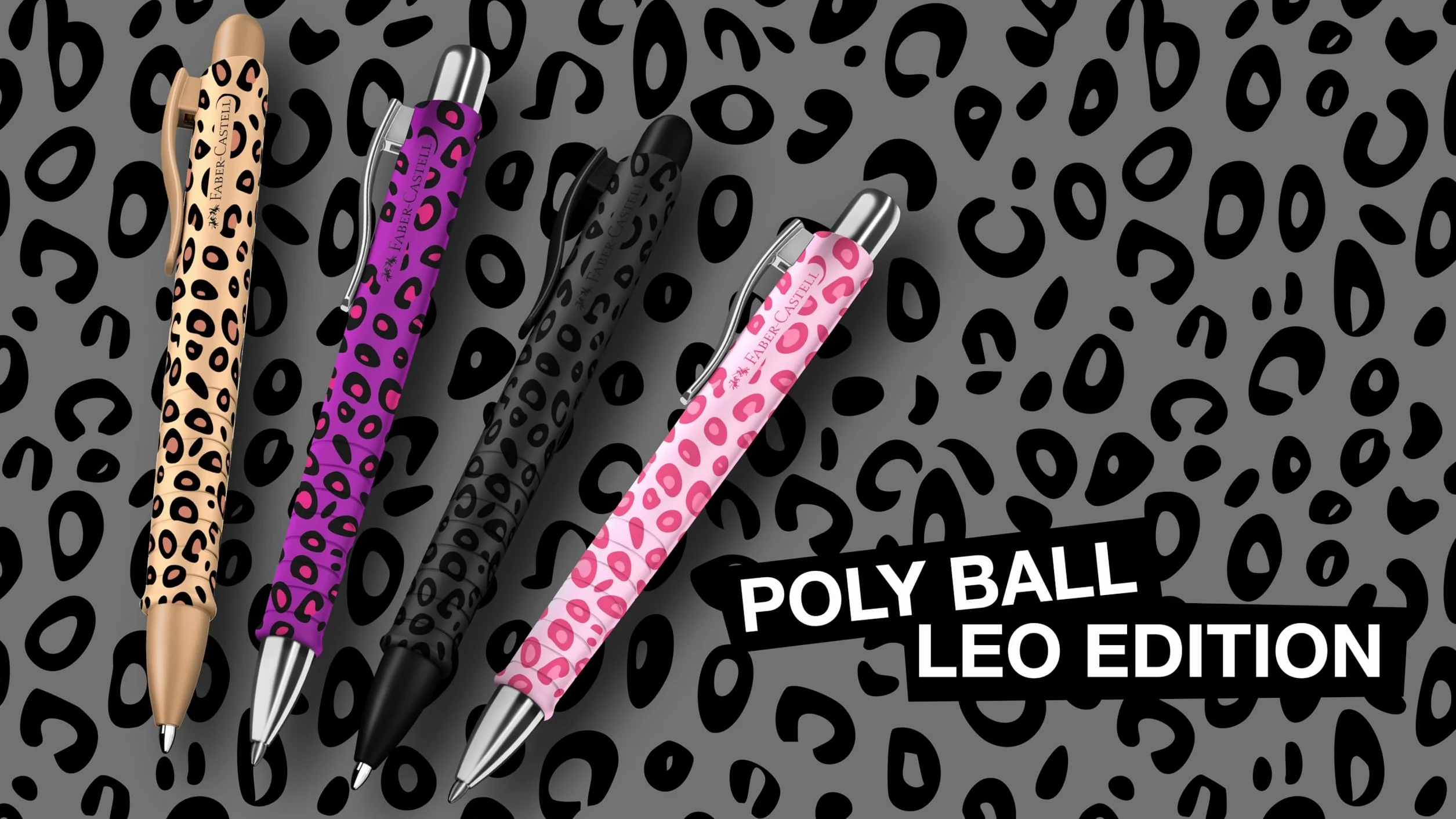 FABER-CASTELL Poly Ball długopis Leo Sugarspots różowy 2 sztuki z wymiennym wkładem XB odporny na zmywanie