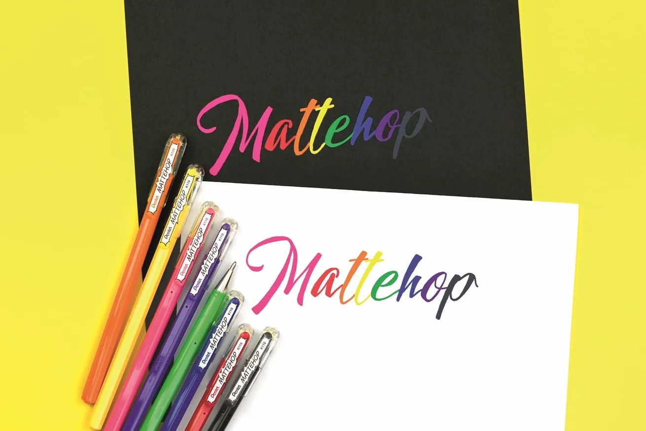 Pentel Mattehop K110V długopis żelowy 1,0 mm metalowe pudełko 21 sztuk sortowane kolorystycznie