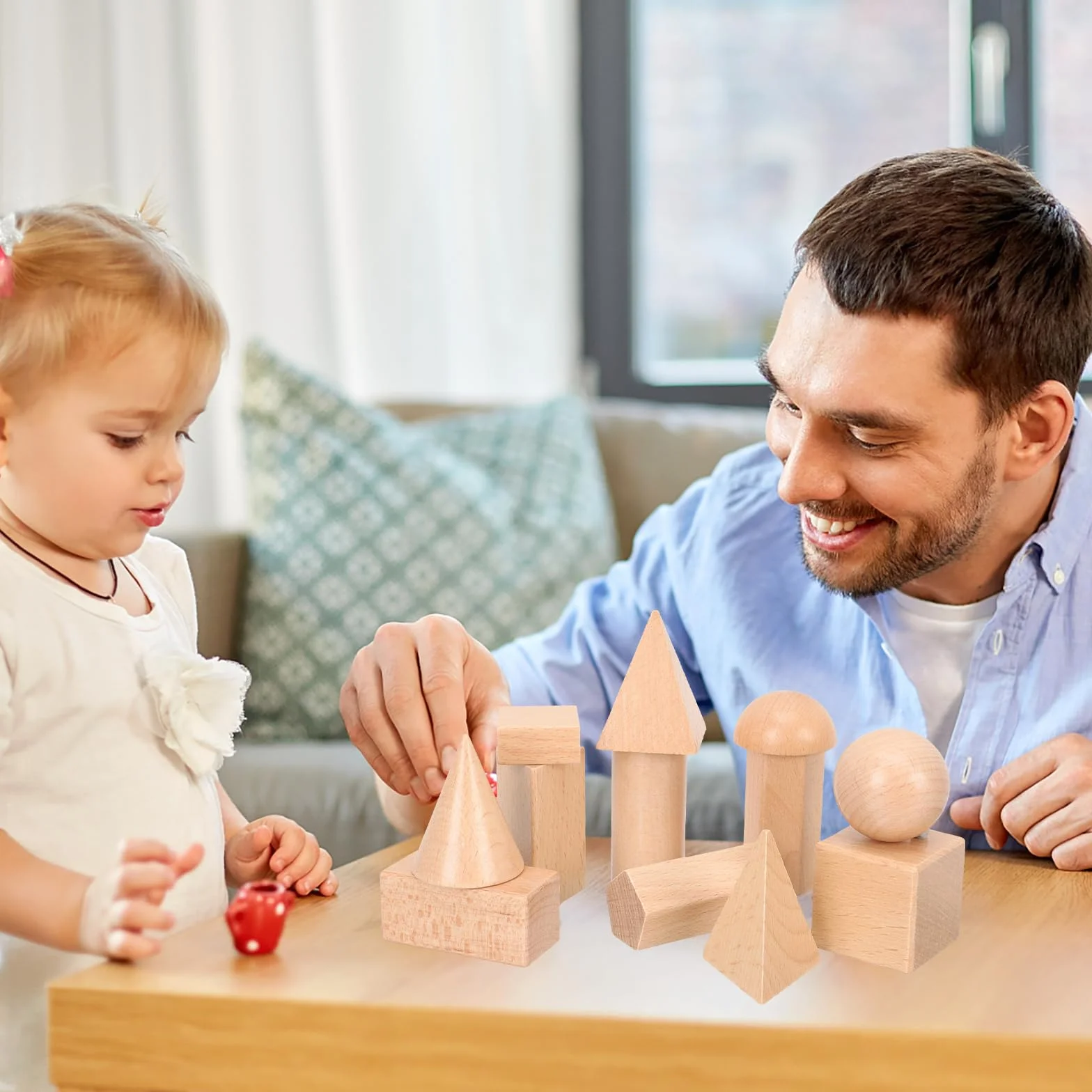 UPKOCH 12 sztuk geometrycznych narzędzi do produkcji geometrycznych stałych kształtów manipulacje w wieku przedszkolnym elementarne kształty 3D do nauczania geometryczne ciała stałe kostki drewno