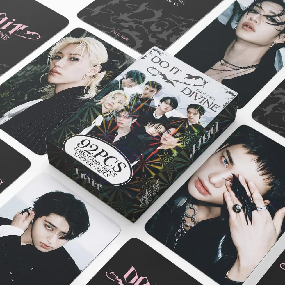 Stray Kids Photocards 60 sztuk Karty Fotograficzne SKZ Lomo + 32 Naklejki