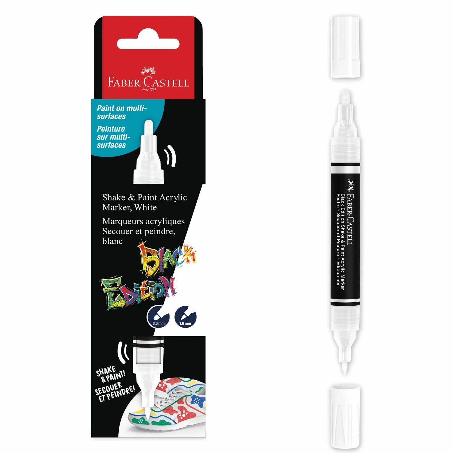 Faber Castell Black Edition marker akrylowy Shake and Paint, białe, pudełko 1 szt. (65-285511)