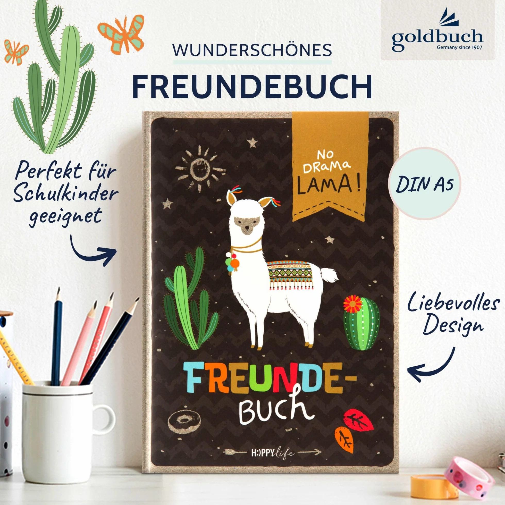 Goldbuch Happylife Lama książka przyjaźni do wypełniania 88 stron 15x21x1,5 cm