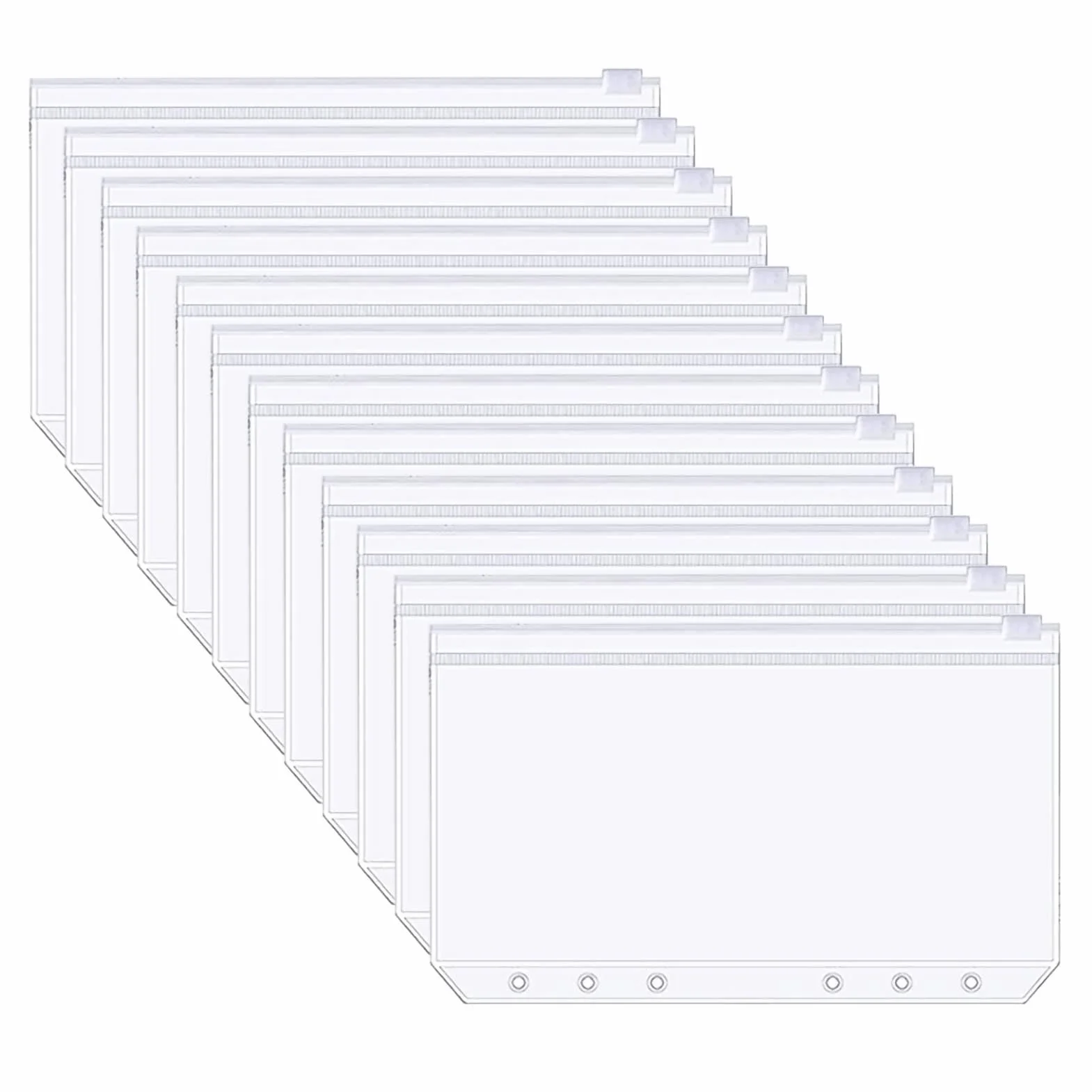 12 Sztuk A6 Kieszenie na Segregatory PVC 6 Otworów Koperty na Segregatory Przezroczyste Plastikowe Koperty Budżetowe na Organizery Dokumentów w Domu (-10347512)