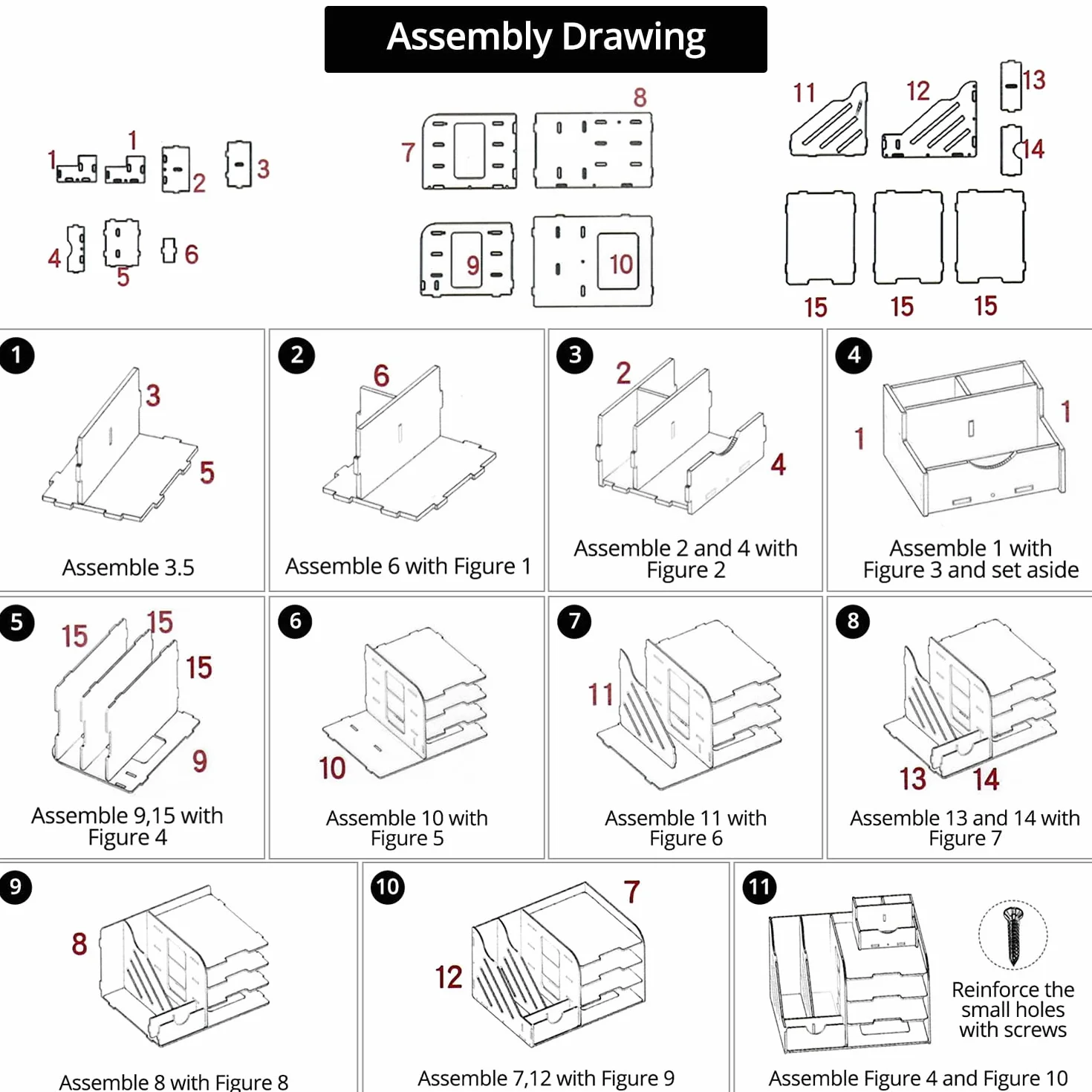 QWORK Taca na organizery na biurko, Organizer A4 Sorter do przechowywania papieru, 4-poziomowy