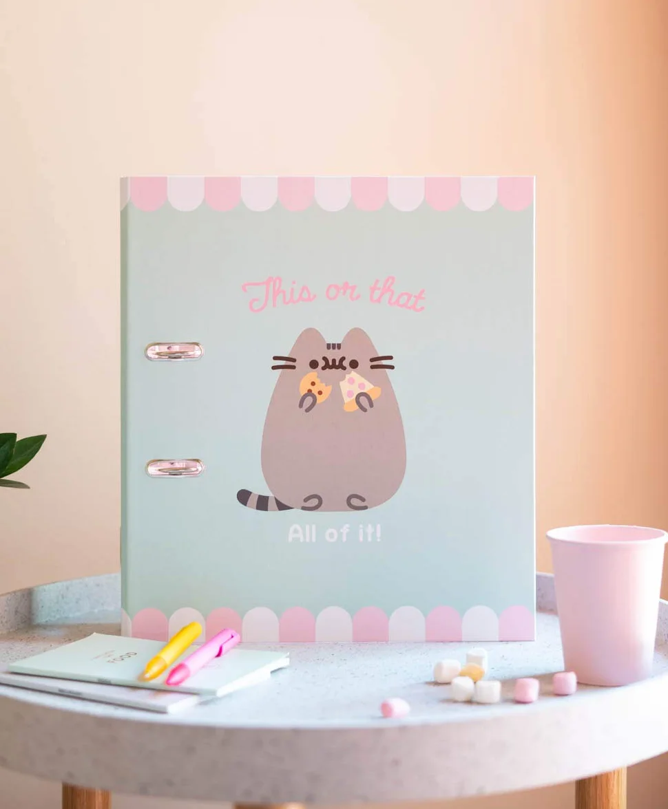 Grupo Erik Pusheen Teczka na dokumenty A4, duże dokumenty do przechowywania dokumentów, 28 x 32 cm, segregator pierścieniowy A4, segregator na 2 pierścienie, teczka Pusheen, artykuły pa