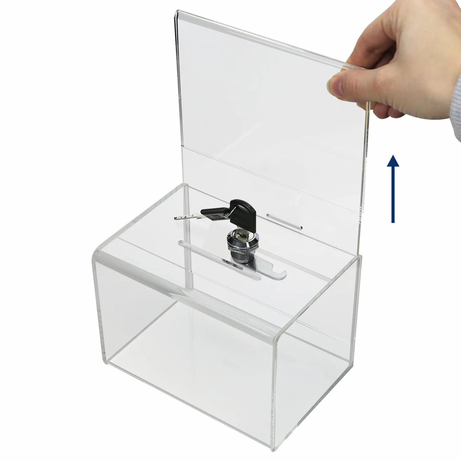 HMF 46912 Akrylowe pudełko do darowizn z wkładką do liści 15,5 x 11 x 11 cm Din A6 Przezroczysty