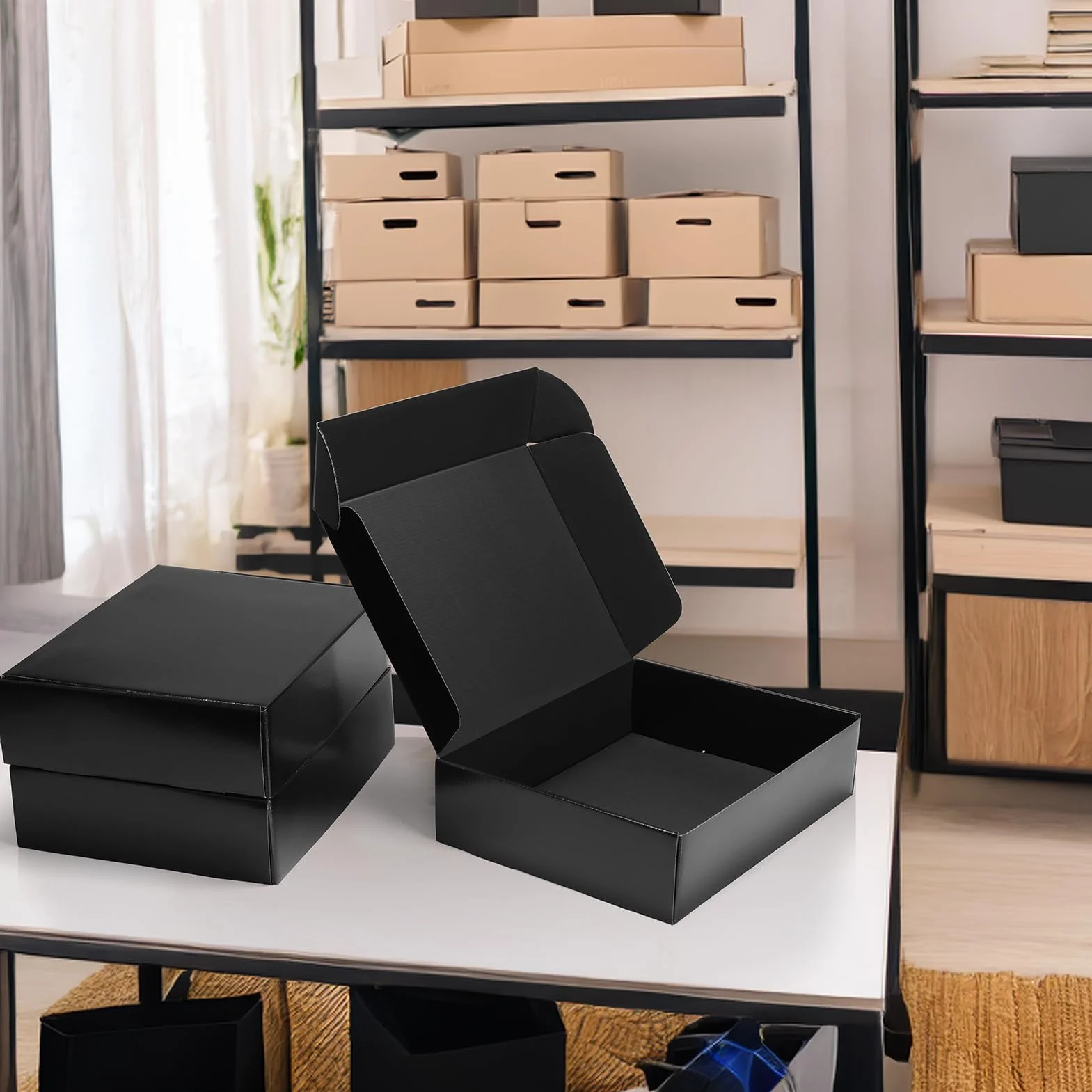 RLAVBL 6 sztuk dwustronnych czarnych kartonów wysyłkowych, wymiary: 30,5 x 22,9 x 7,7 cm, łatwy montaż, idealne dla małych firm