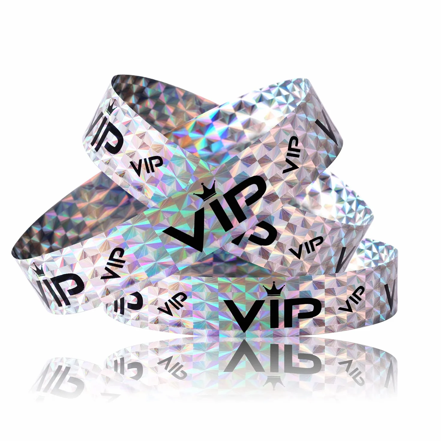 500szt. Opaski VIP, Opaski VIP Papierowe opaski imprezowe Bransoletki papierowe Opaski VIP Opaski na Imprezy Wejscie VIP Party Muzyka Festiwal Koncerty (Holograficzny Srebrny)