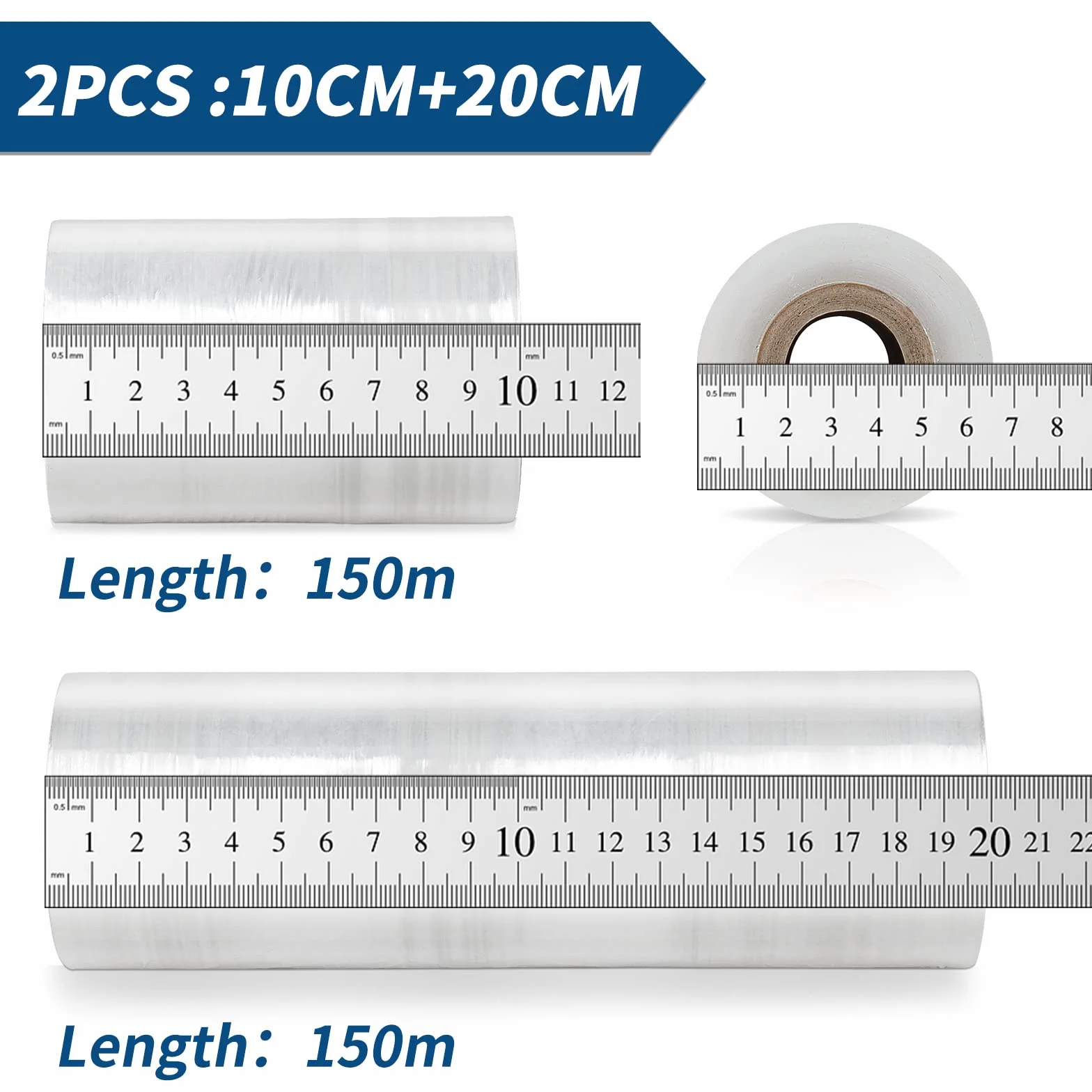 Folia Stretch Przezroczysta 10 cm 20 cm 2 Rolki do Pakowania