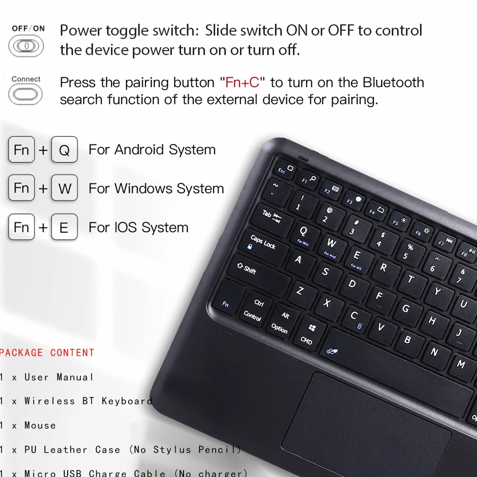 Etui na Klawiaturę z Touchpadem do iPad 6. Gen 2018, iPad Pro 9,7", iPad Air 2, Podświetlana 7 Kolorów, Ciemnoniebieski