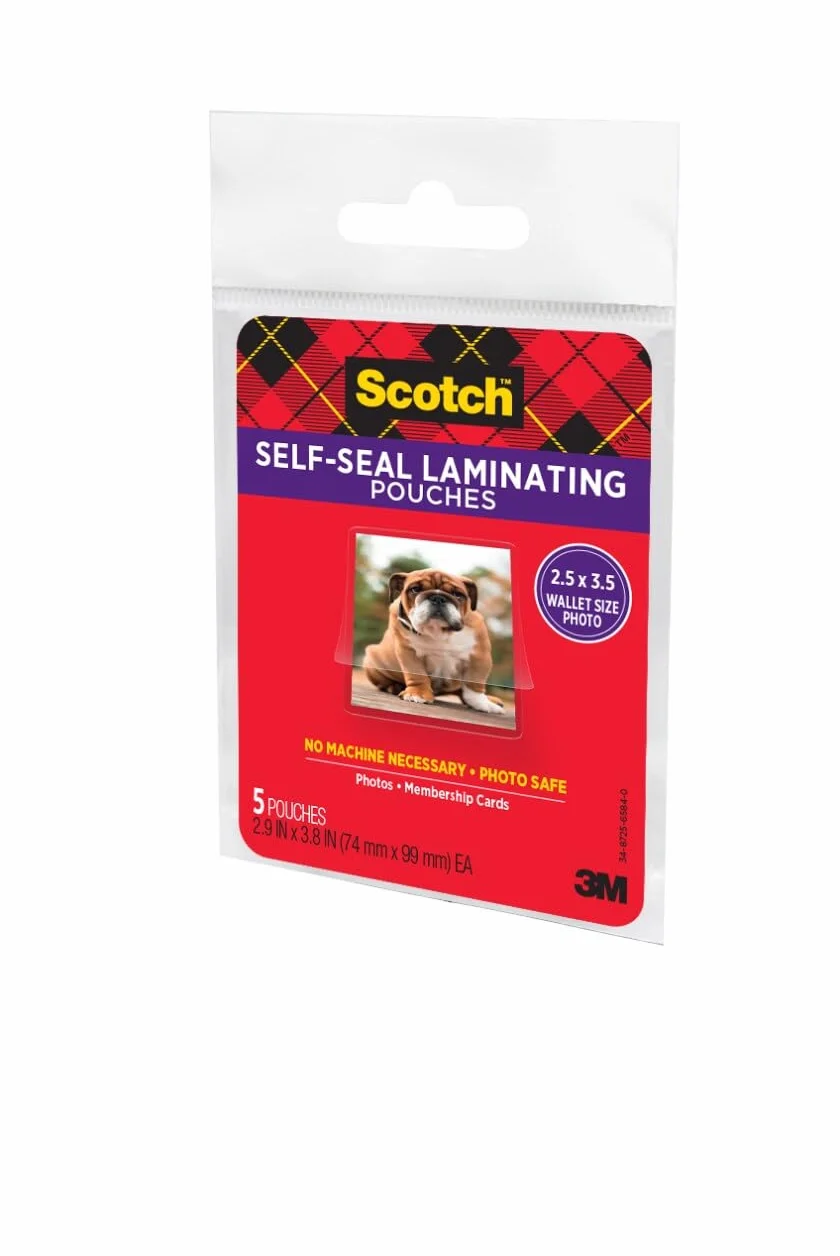 Scotch Self-Sealing Laminating Pouches 5/Pkg 2"X3"