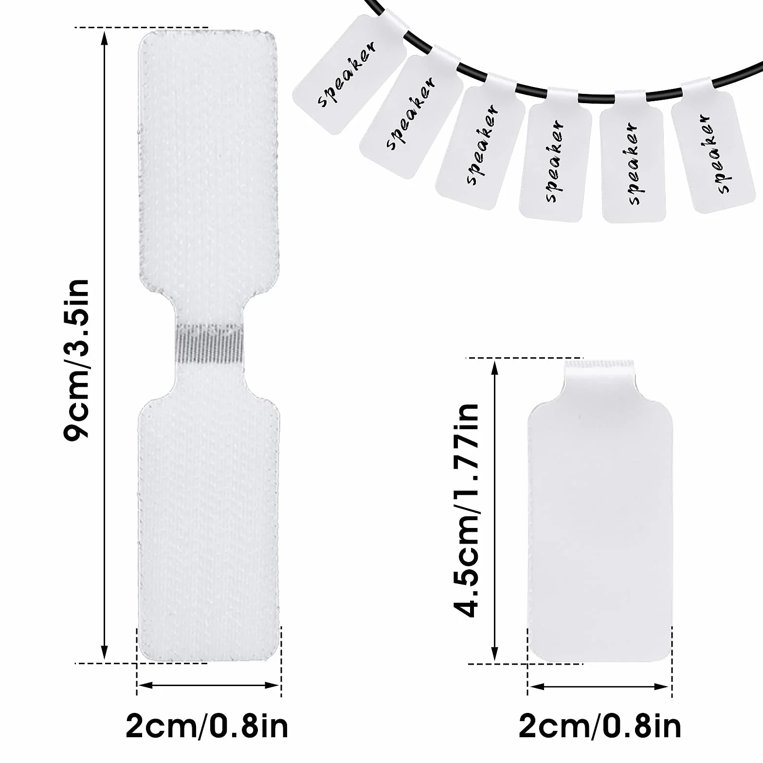 ASTER 60 samoprzylepnych pustych etykiet na kabel, wielokrotnego użytku, nylonowe, do zapisu, białe znaczniki do elektroniki, komputerów, zarządzania kablami