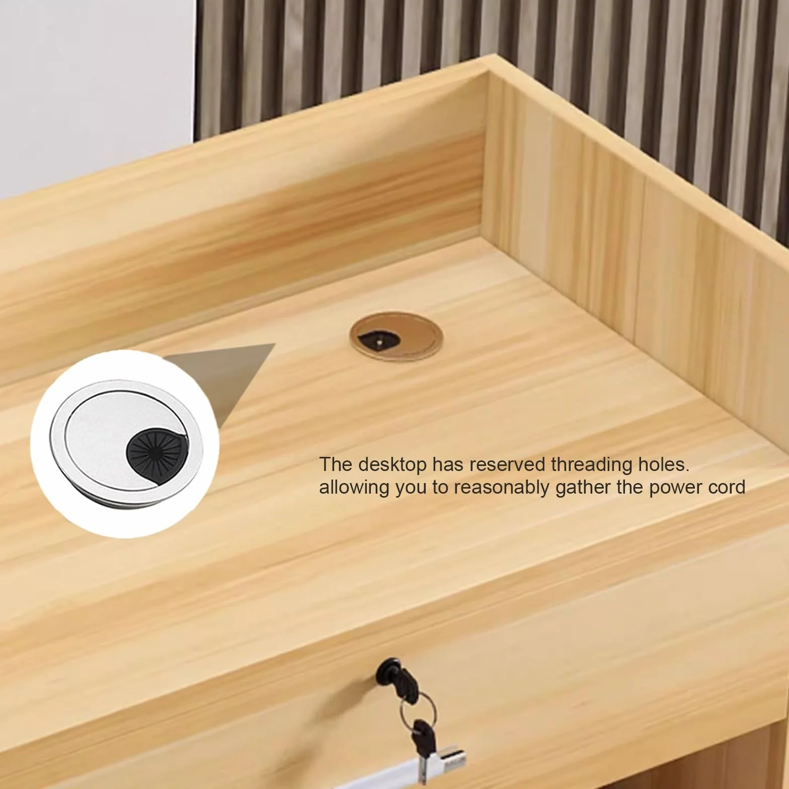 Reception Desk with Lockable Drawers, Cable Management Holes, Front Desk for Salon Office, 120cm