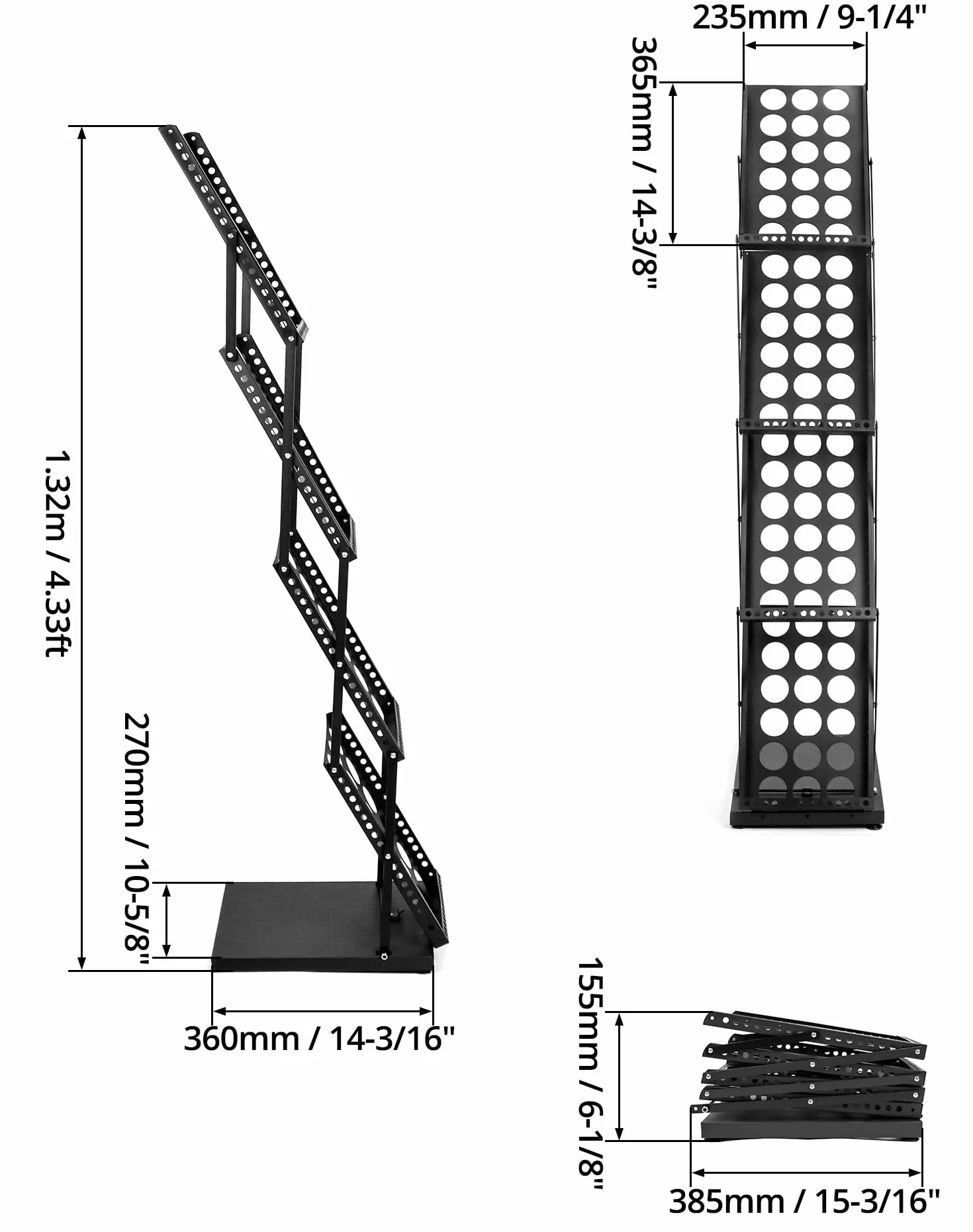 QWORK Stojak na prospekty A4 składany czarny