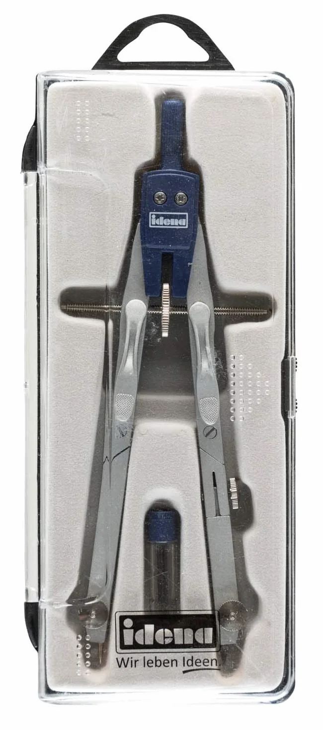 Idena 20063 - Kompas szybkomocujący w etui, łącznie z zapasowymi przewodami w ochronnym etui, srebrny/niebieski, 1 etui