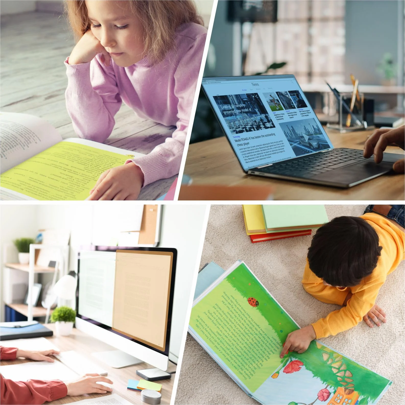 Zocipro 12 sztuk narzędzi do kompensacji dysleksji, kolorowe nakładki A4 z linijkami do czytania