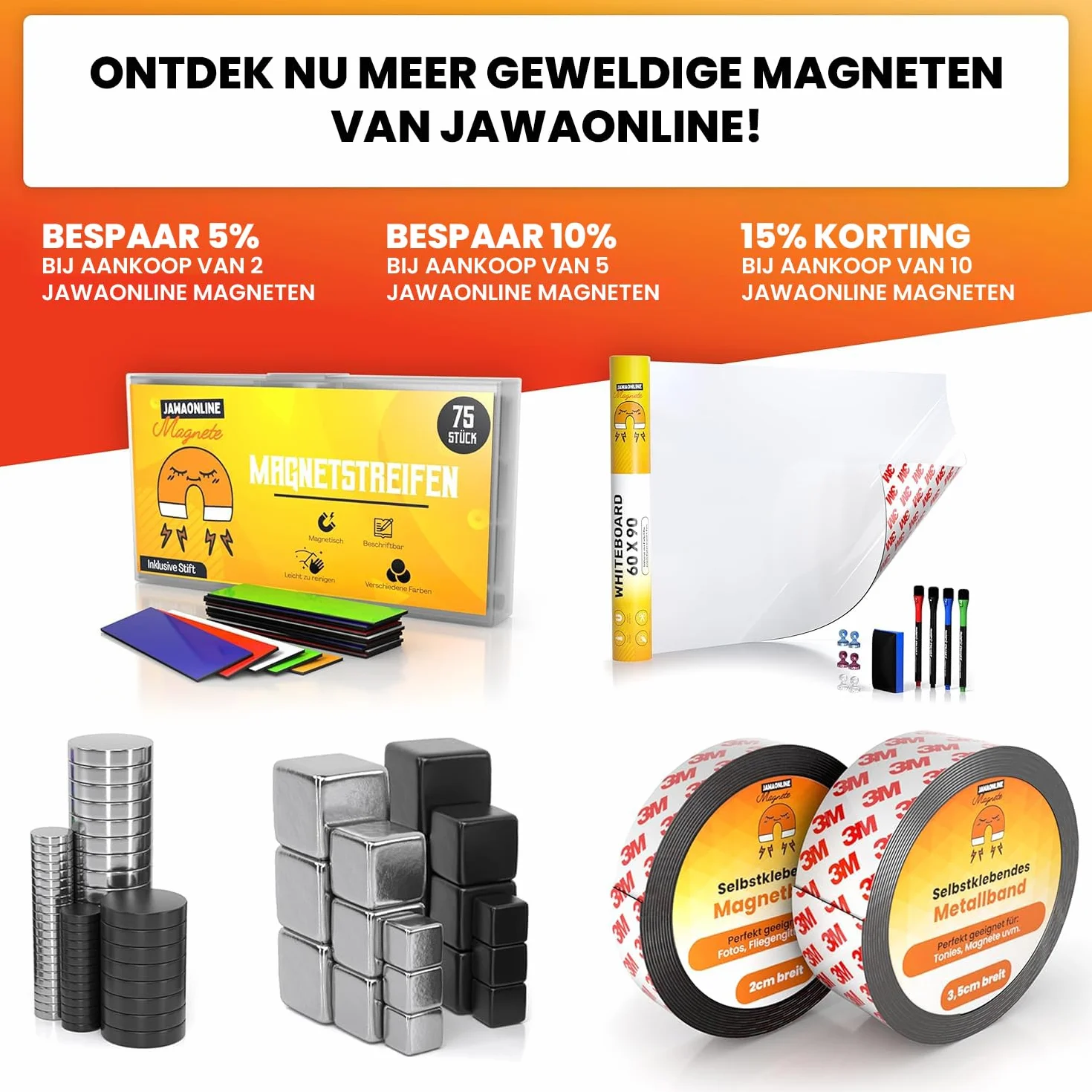 JAWA Magnesy tablicowe czarne - Duże magnesy 18x5mm do tablic magnetycznych - Silne magnesy ze stali nierdzewnej - Zaokrąglone magnesy na lodówkę