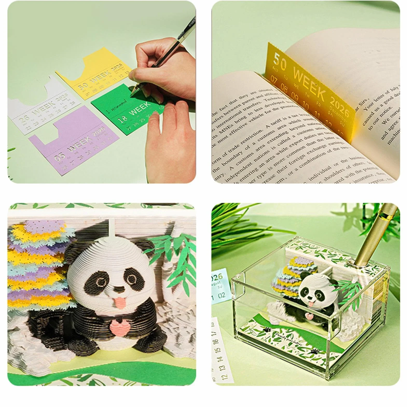 Kalendarz 3D Papier Panda Rzeźba Notatnik do Klasy Domu Nauczyciela