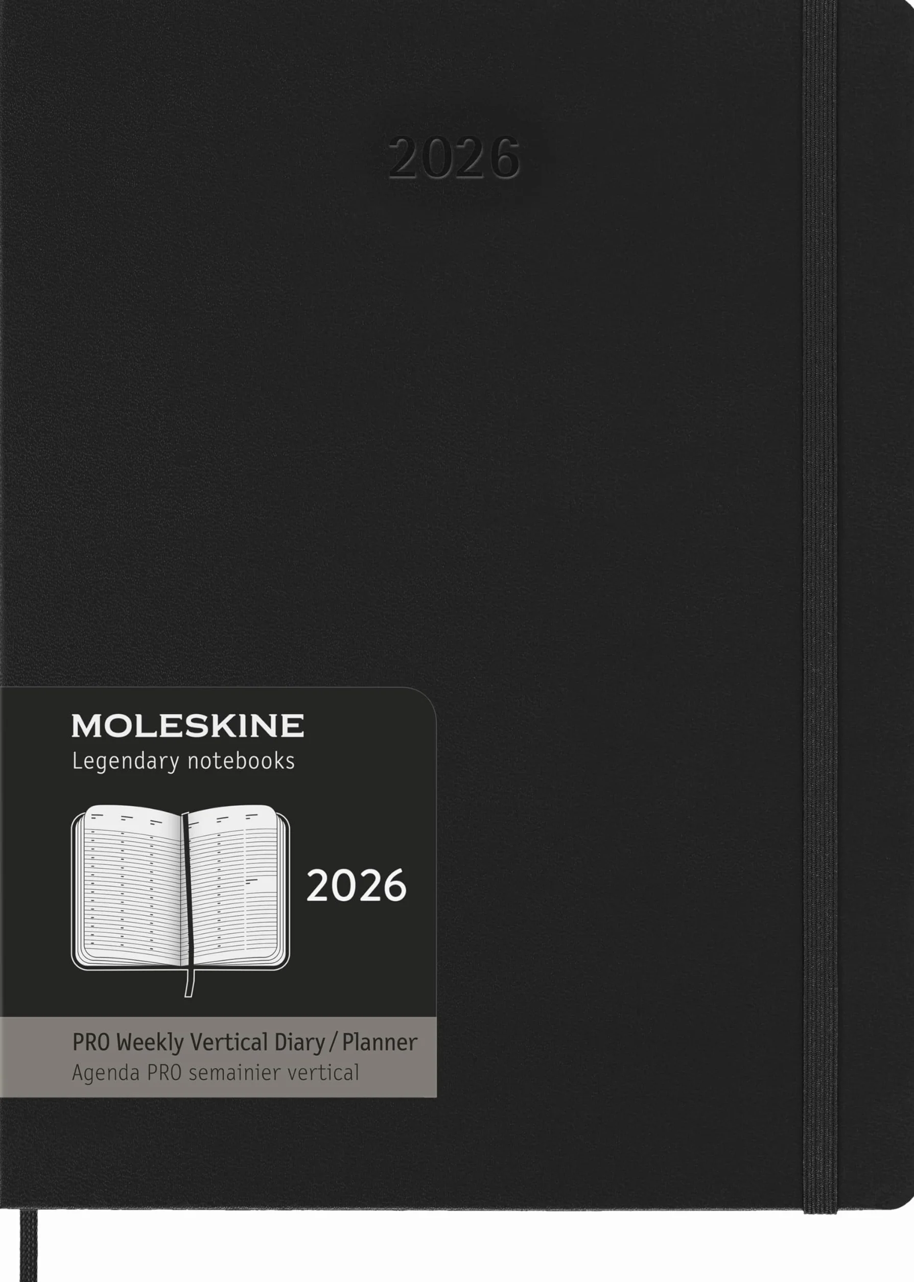 Moleskine Pro Wochen Notizkalender 2026 Pro XL 1 Wo 2 Seiten vertikal fester Einband Schwarz