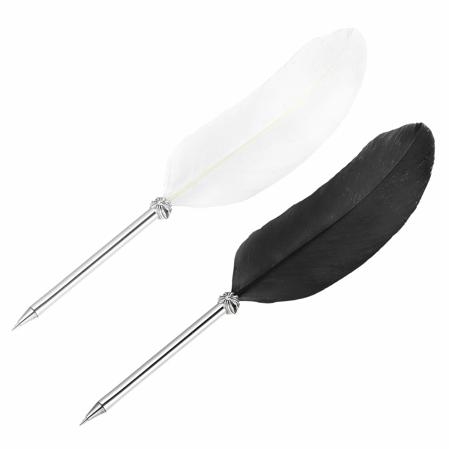 PATIKIL Długopis z piórami 21 cm 2 szt. atrament vintage platerowany do kaligrafii czarny/biały