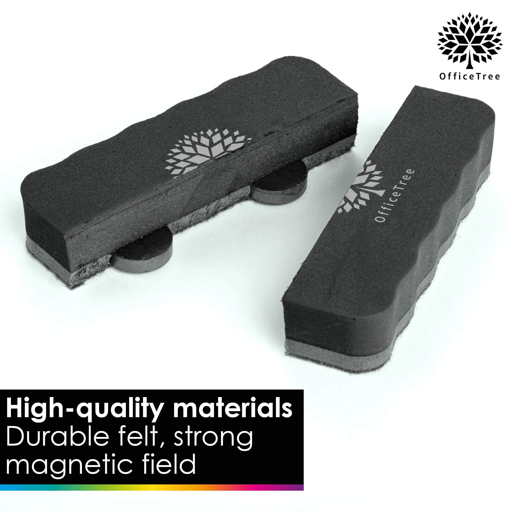 OfficeTree 6 x magnetyczna gumka do tablic suchościeralnych, czarna, gumowa tablica magnetyczna, magnetyczna gumka do suchego i skutecznego czyszczenia, gumki do tablic suchych, tablica magnetyczna