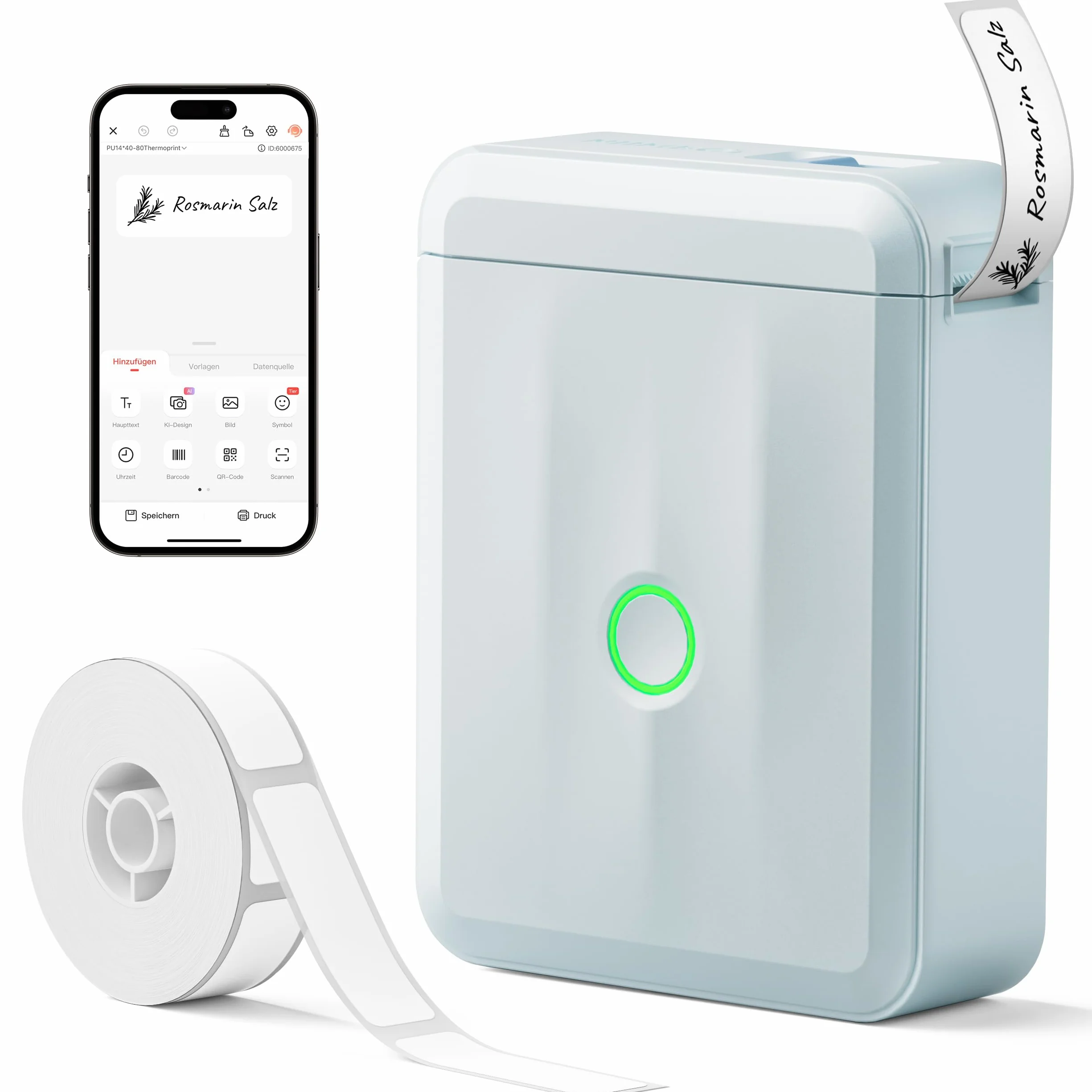 NIIMBOT Mini Bluetooth D110_M drukarka etykiet, przenośne urządzenie do etykietowania, szerokość druku 15 mm, kompatybilna z systemem iOS Android, do domu, biura (niebieska)
