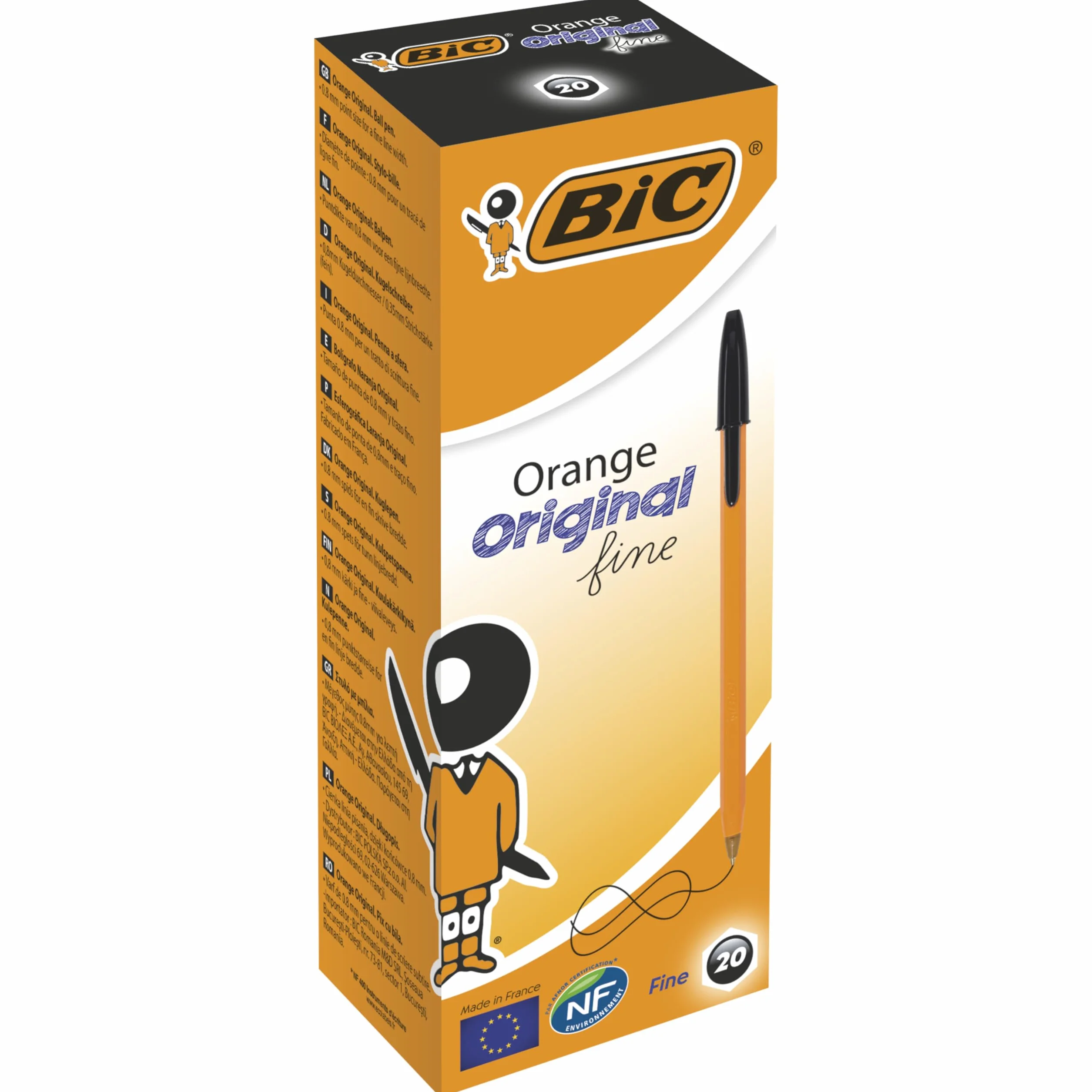 BIC Orange Original Fine Długopis czarny Pudełko 20 szt