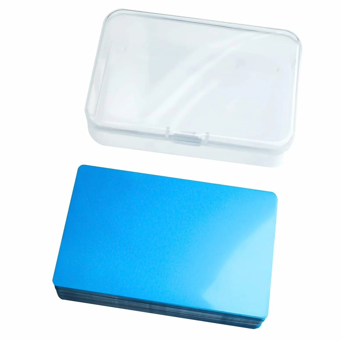 Metalowe wizytówki ze stopu aluminium 0,22 mm 8,6 x 5,4 cm do grawerowania laserowego 50 szt. niebieski