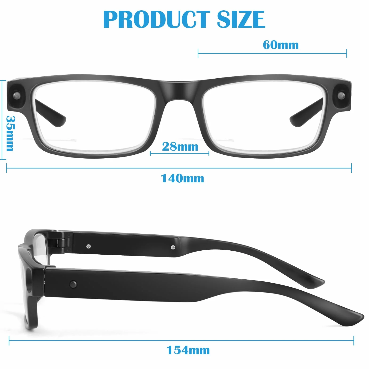 NZQXJXZ 200% lupy ze światłem, ładowane przez USB, podświetlane okulary powiększające LED, bez użycia rąk, do pracy, hobby, czytania, rzemiosła