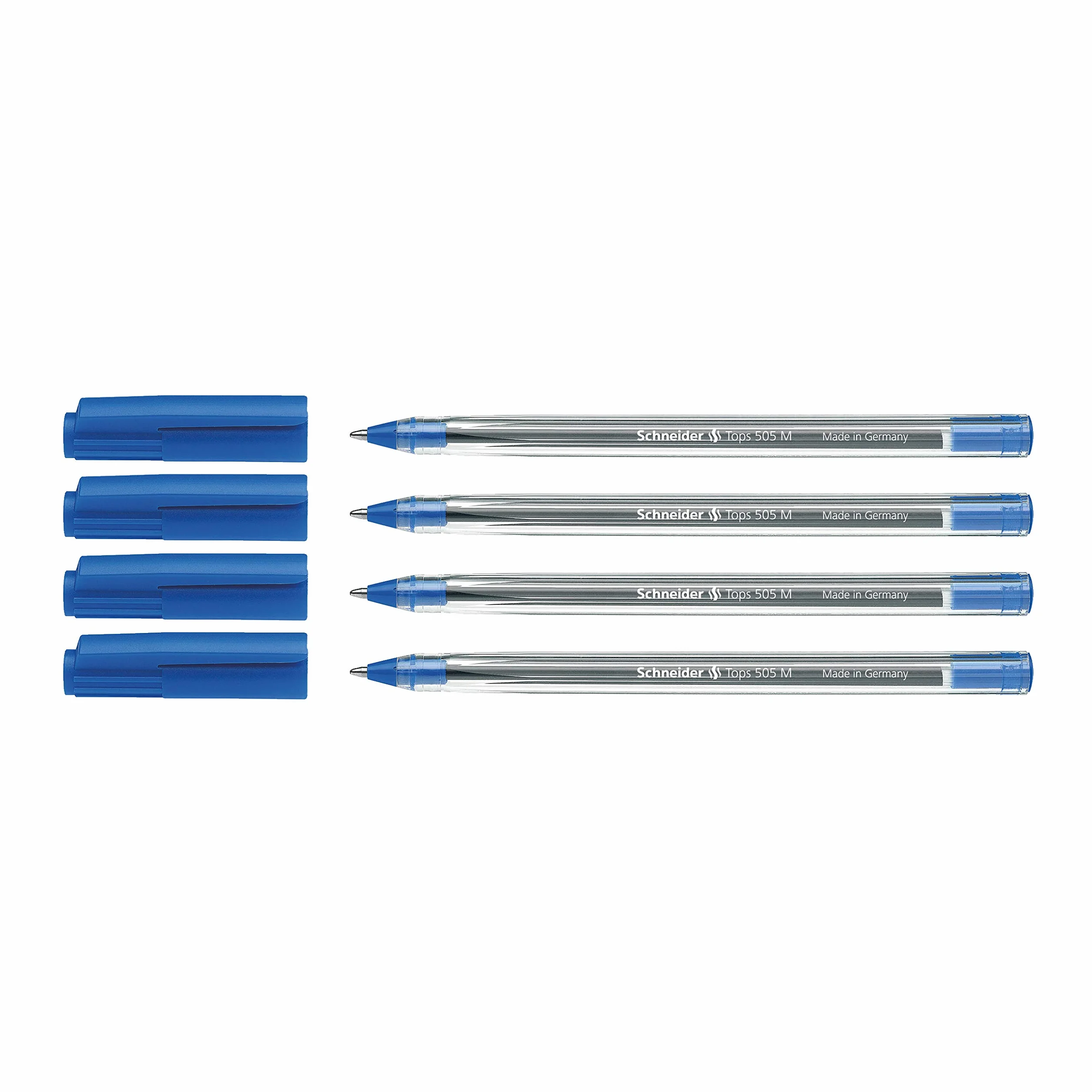 Schneider Długopis Tops 505, model czapki, M, niebieski, 4 sztuki