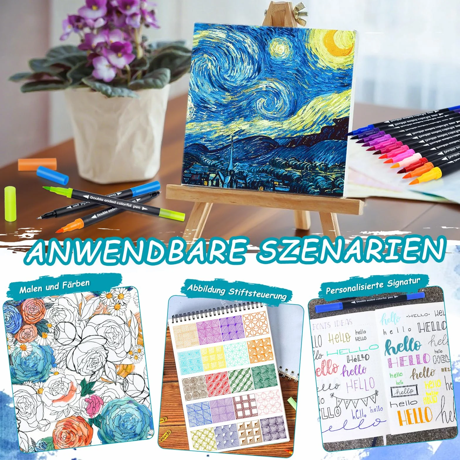 Zestaw cienkopisów Dual Brush Pen 48 kolorów, cienkopisy filcowe grube i cienkie, flamastry dla dorosłych, cienkopisy do bullet journal, kolorowanki, manga