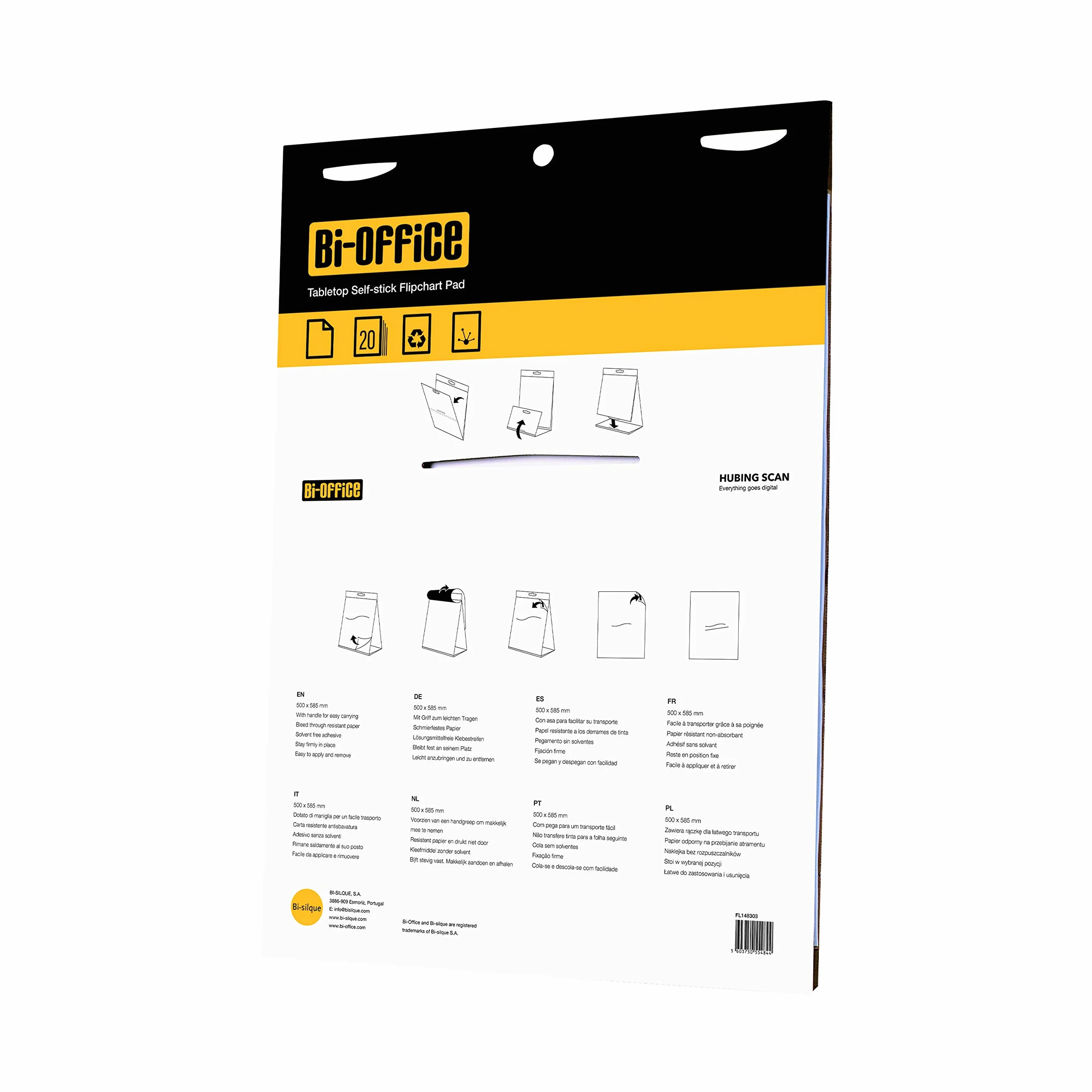 Bi-Office Stojak na Stół Flipchart Biały 58.5L x 59W cm