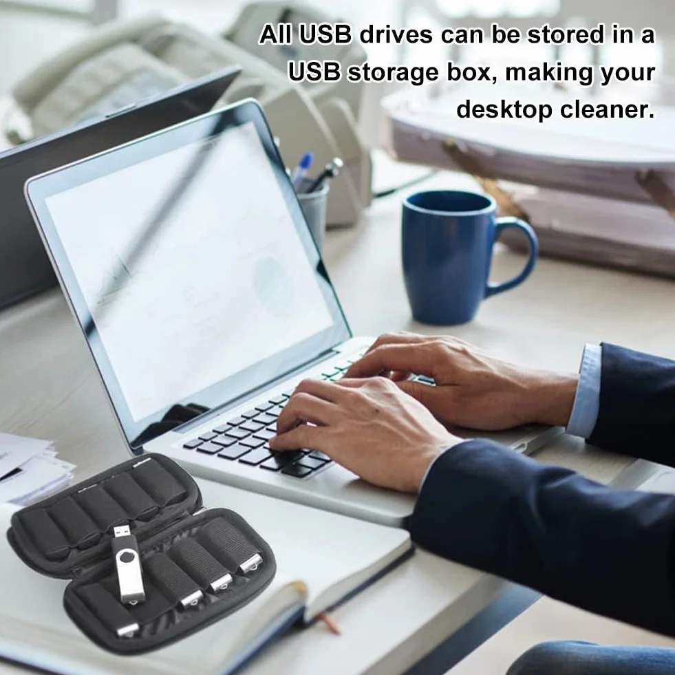Kieszenie do przechowywania pamięci USB, mały organizer, czarne pudełko do przechowywania, 10 sztuk pamięci USB / Flash Drive, 1 sztuka