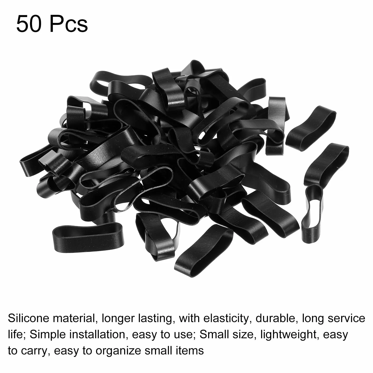 PATIKIL Silikonowe gumki, pierścienie, 50 szt., antypoślizgowe, 3,8 cm, płaskie, czarne, do książek, sztuki, pudełek, owijania sznurkiem, owijania torebek
