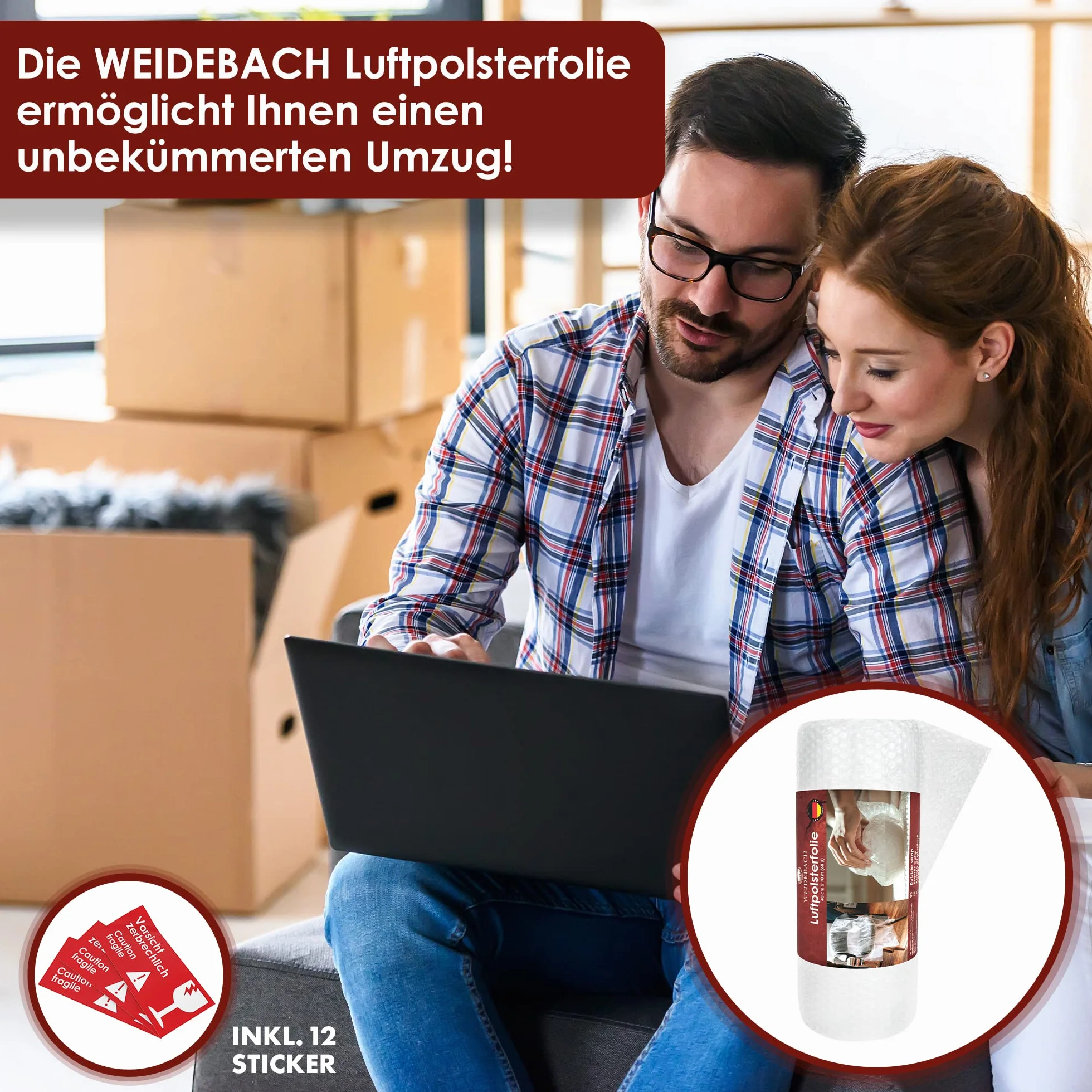 Weidebach Folia Bąbelkowa 10 m x 40 cm 60 µ 2-warstwowa Bubble Wrap