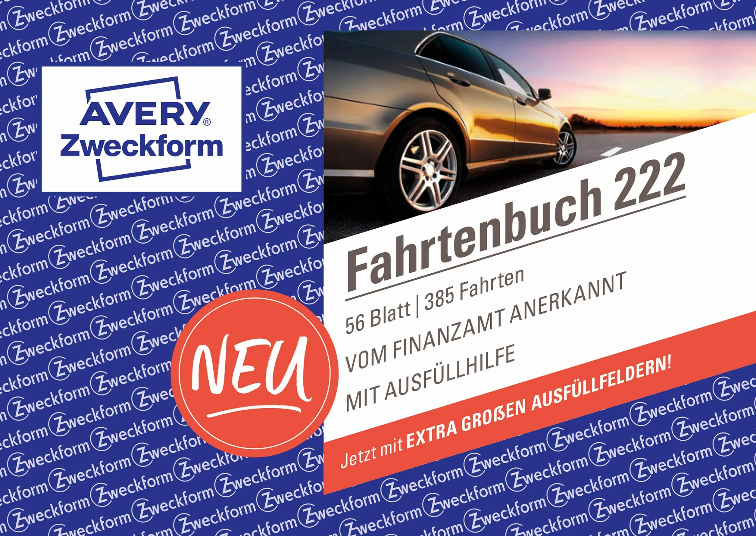 AVERY Zweckform 222-3P miękka okładka dziennik przebiegu pojazdu osobowego, zestaw 3 szt. (uznawany urząd skarbowy, DIN A6 poprzeczny 148 x 105 mm, 112 stron, 385 przejazdów, Niemcy i Austrii