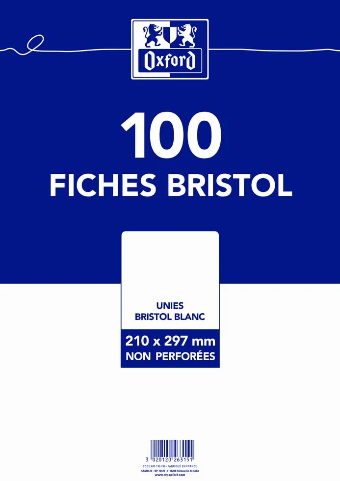 OXFORD Arkusze Bristol A4 Uni 100 białych arkuszy