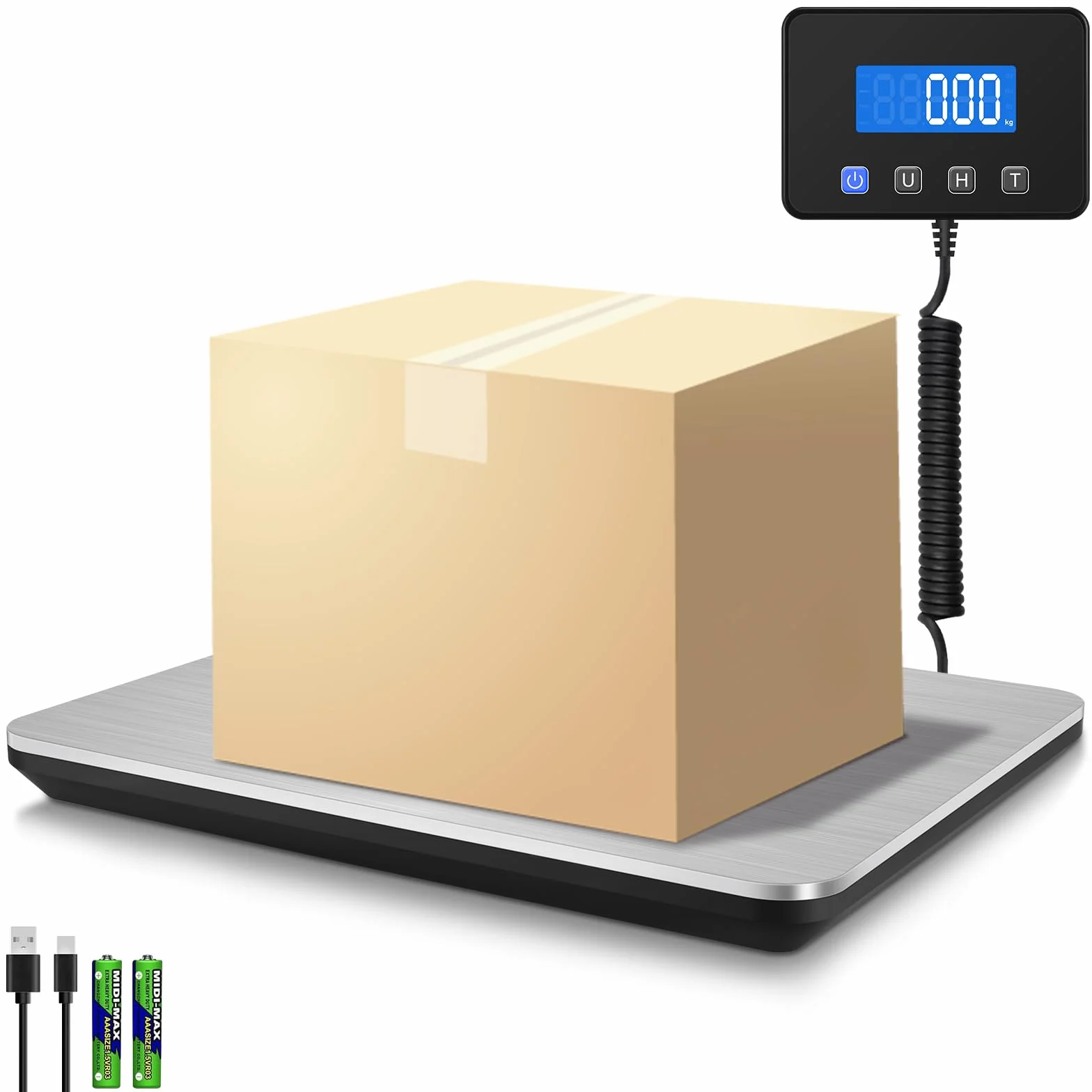 Akumulatorowa waga platformowa USB 200 kg/10 g ze stali nierdzewnej 4-punktowy czujnik LCD