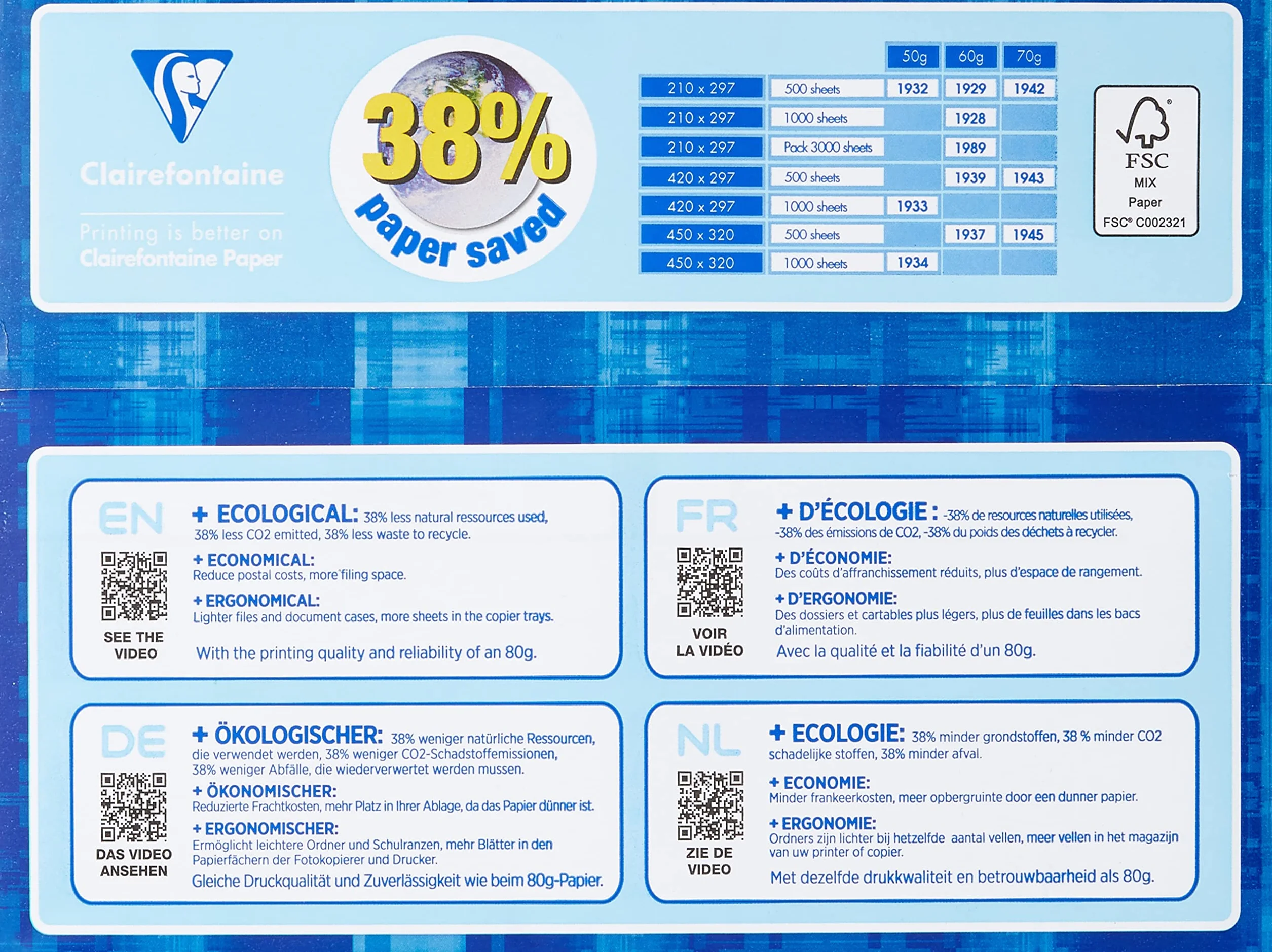 Clairefontaine 1932C DIN A4 biały 50 g/qm Inh. 500