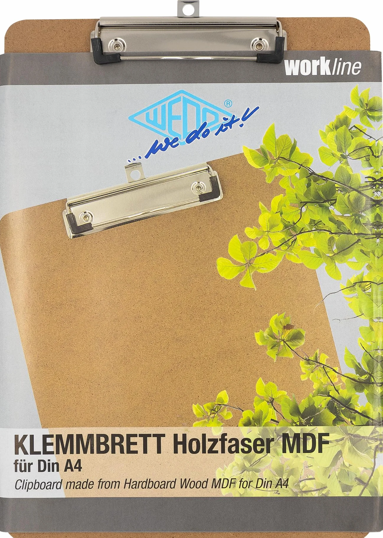 WEDO® Podkładka z klipsem DIN A4 z płyty MDF, z włókna drzewnego, kolor brązowy