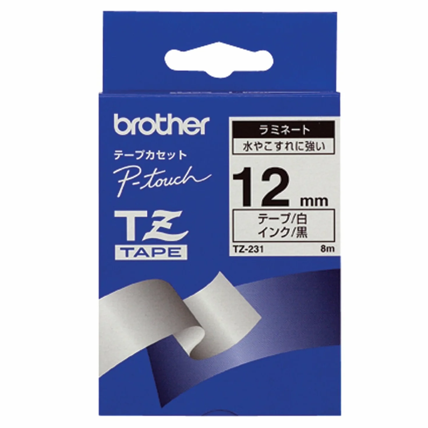 Brother TZE231 Taśma Laminowana, Biały, 12 mm x 8 m