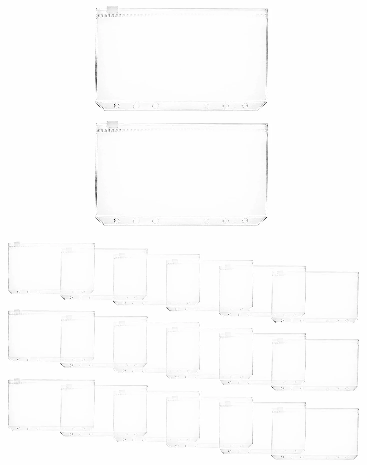 QWORK® 20 szt. Kieszenie na segregatory A6, 6 otworów wodoodporne przezroczyste kieszenie na segregatory pokrowce na notatnik A6 Planner