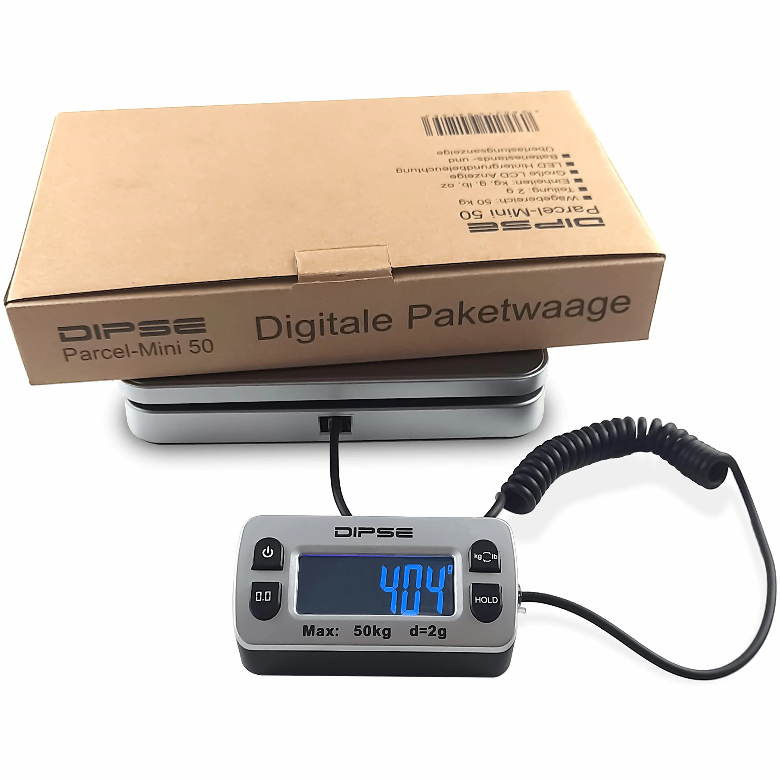 DIPSE Parcel Mini waga do pakowania 50 kg x 0,002 kg z wyświetlaczem zewnętrznym