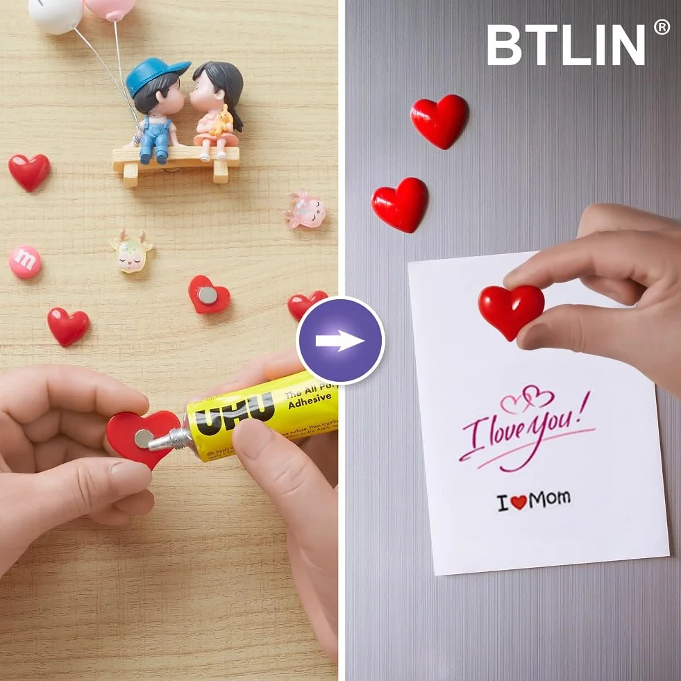 BTLIN Magnesy Neodymowe Małe, Mocne Mini Okrągłe Magnesy do Lodówki, Tablicy Magnetycznej, Biura, DIY 8x2 mm 60sztuk