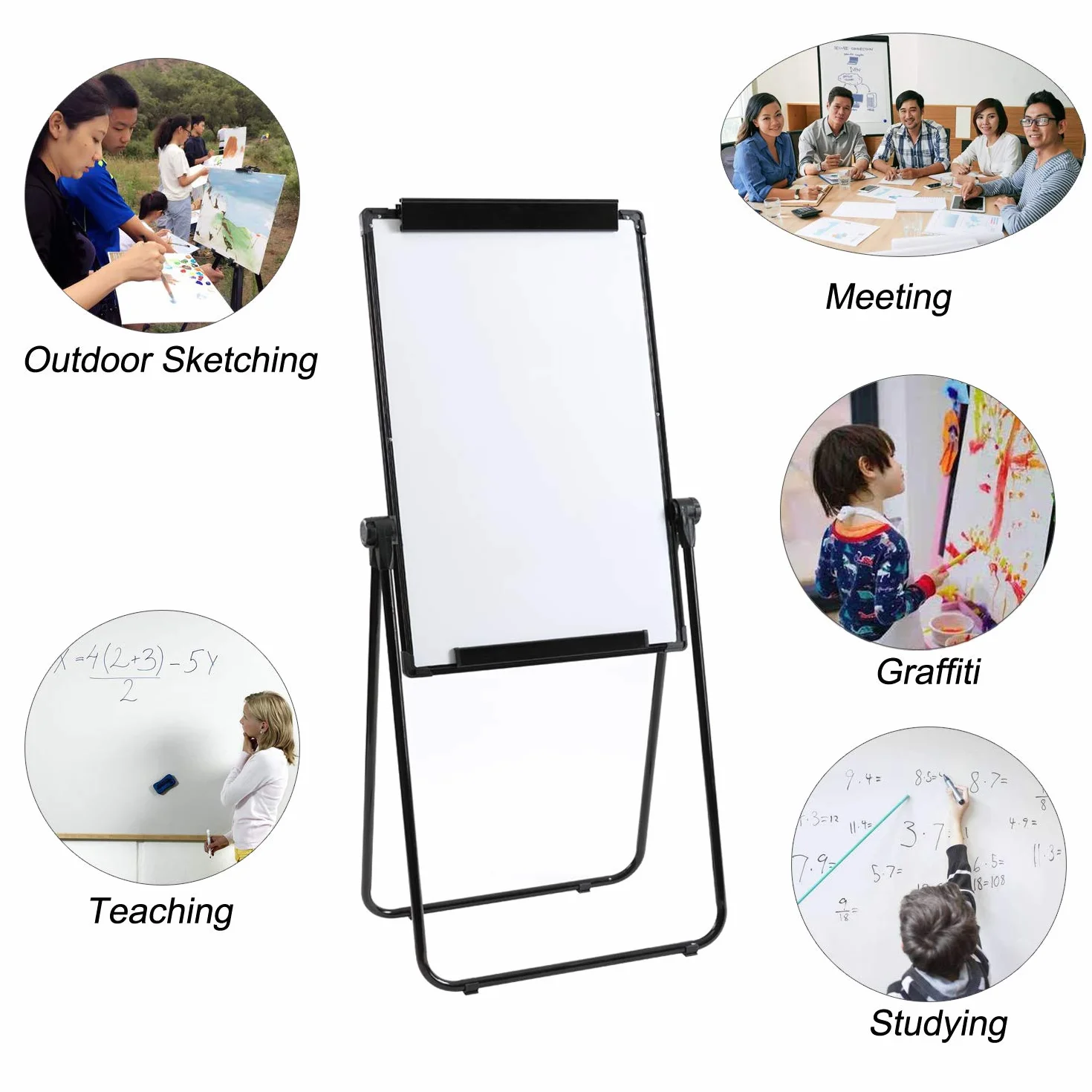 DOEWORKS Magnetyczny stojak w kształcie litery U 90 x 60 cm tablica dwustronna regulowana wysokość