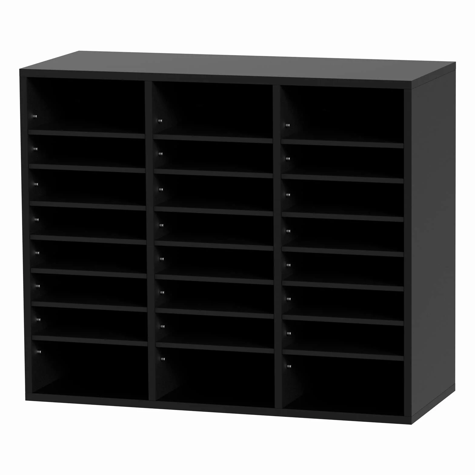 VEVOR Drewniany Organizator Literatury Płyta wiórowa Stojak do przechowywania dokumentów 24 przegródek 73,7x30,5x62 cm Klasyfikator literatury z regulowanymi półkami biurowymi, Czarny