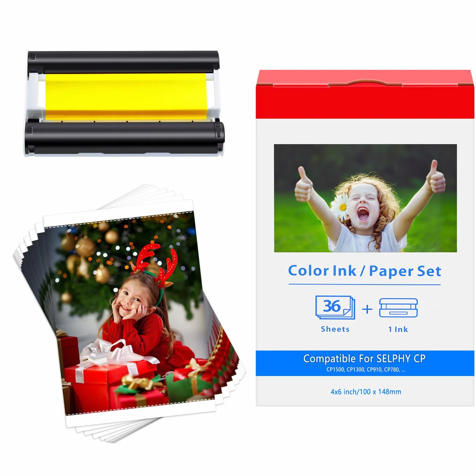 Cruxer Compatible for Canon Selphy CP1300 CP1500 papier fotograficzny KP-36 3115B001(AA) 10x15 Photo Paper for Cannon Selphy CP CP910 CP780 CP760 CP1000 CP1200, arkusz 36 Papier + 1 Kartridż