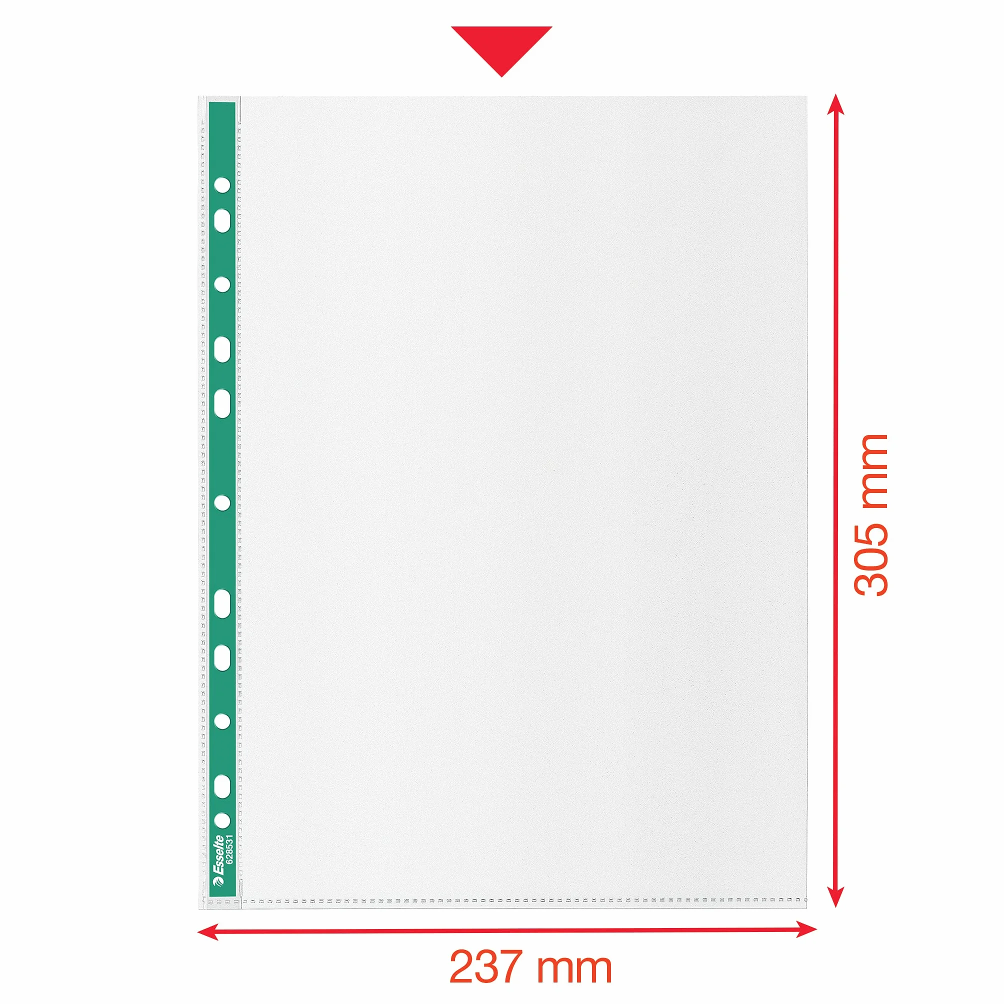 Esselte Premium dziurkowane kieszenie A4, 100 kieszeni foliowych, przezroczyste kieszenie A4 dziurkowane, idealne do segregatorów i segregatorów pierścieniowych (100 sztuk), 628531